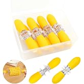 PEOUWNES 16Pcs/8 Pairs Corn Holders, Stainless Steel Corn Cob Holders | Corn on The Cob Holders, Corn on The Grill, Interlocking Design Corn Skewers for Home Cooking BBQ Parties Camping Yellow