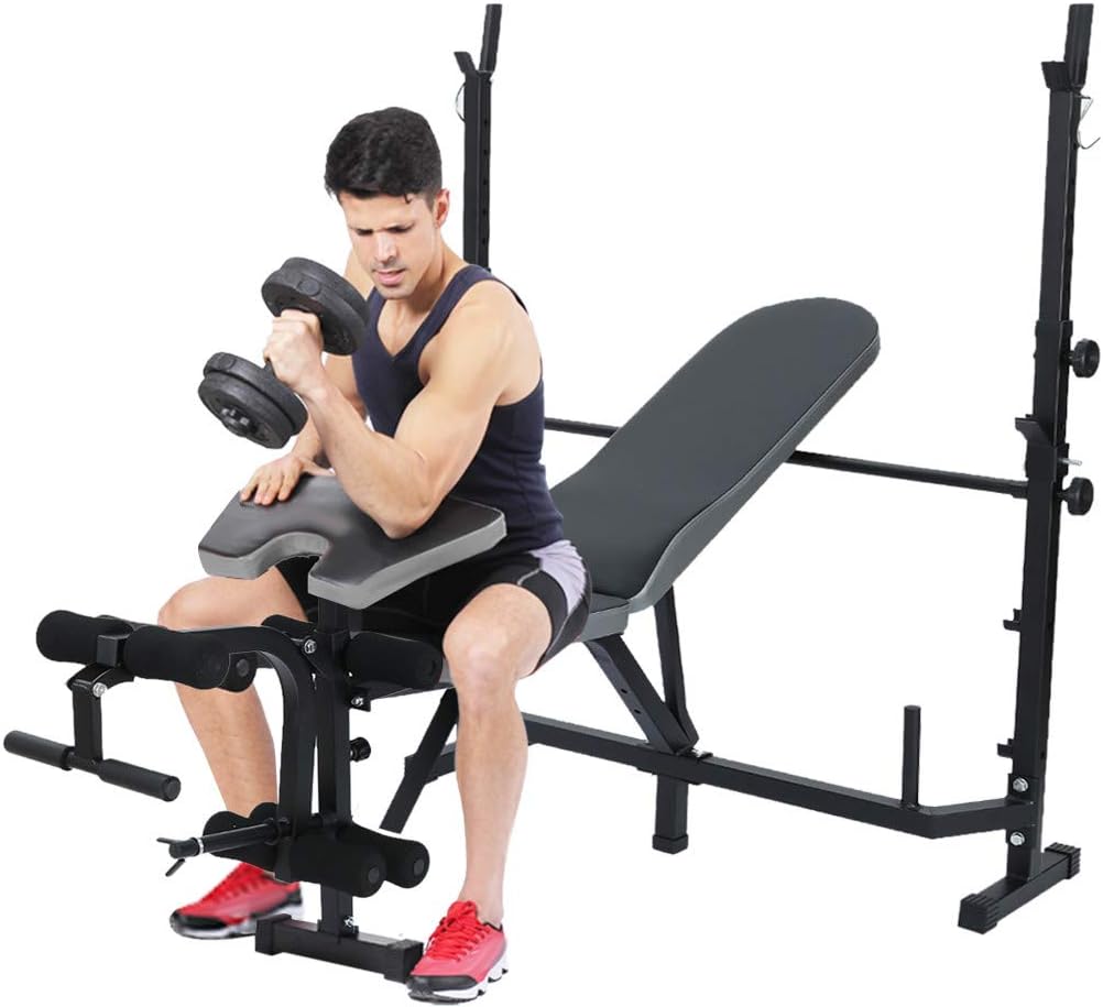 Home Gym Fitness Machine Adjustable Benches Weightlifting Benches Dumbbell Stool Body Workout with Handle/Backrest