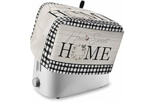 EKHGJASDNS Farmhouse Home Toaster Cover 4 Slice with Pockets & Handle,Black Plaid Vintage Wood Grain Butterfly Dustproof Fingerprint Protector Kitchen Appliance Dust Cover for Slice Toasters Broilers