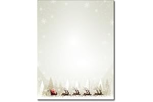 DESKTOP PUBLISHING SUPPLIES Santa & Reindeer Christmas Paper - 80 Sheets - Elegant Holiday Writing Paper for Seasonal Letters & Party Invitations - 8.5 x 11 - For Inkjet & Laser Printers
