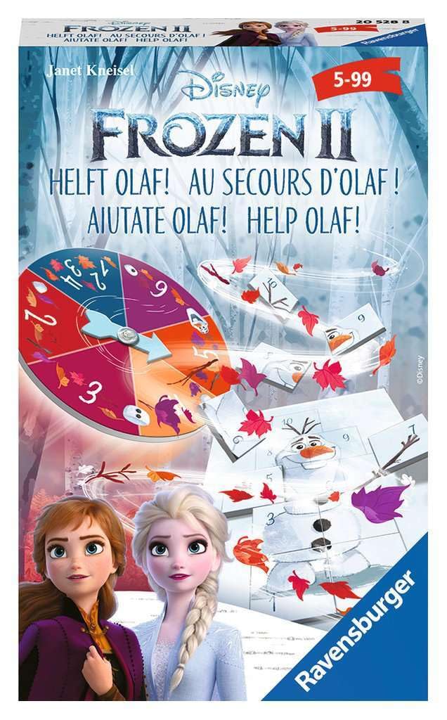 Ravensburger 20528 Disney Frozen 2 Helps Olaf, Gift Game for 2-4 Players, from 5 Years, Compact Format, Travel Game, Gambling Game