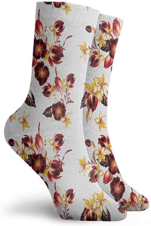 Calcetines con estampado de flores, color rosa pálido, blanco y verde