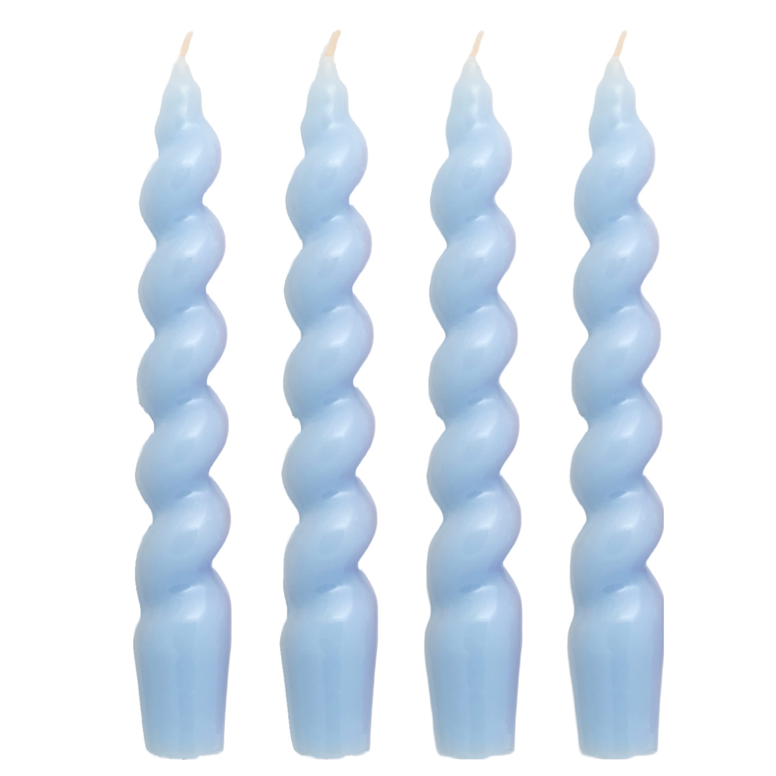 Tapered Candles - Dinner Candles Set of 4 - Spiral Gloss Candles - Perfect for Dinner Parties and Table dressings - Candles Set of 4-20cm Length x 2.5cm Diameter (Arctic Blue)