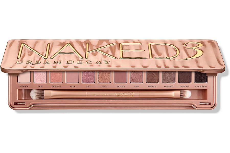 URBAN DECAY Naked 3, Soft Pink Neutral Eyeshadow Palette, Matte, Pearl, Metallic, Shimmer Finish, 12 Mauve Brown & Nude Eye Shadows, Natural Soft Glam Smokey Eye Makeup, Vegan, Cruelty-free