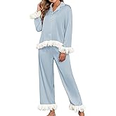 Brosloth Womens Silk Pajamas Long Sleeve Button Up Pajama Cute Soft Satin Fall Pjs Sets 2 Piece Lounge Set Sleepwear