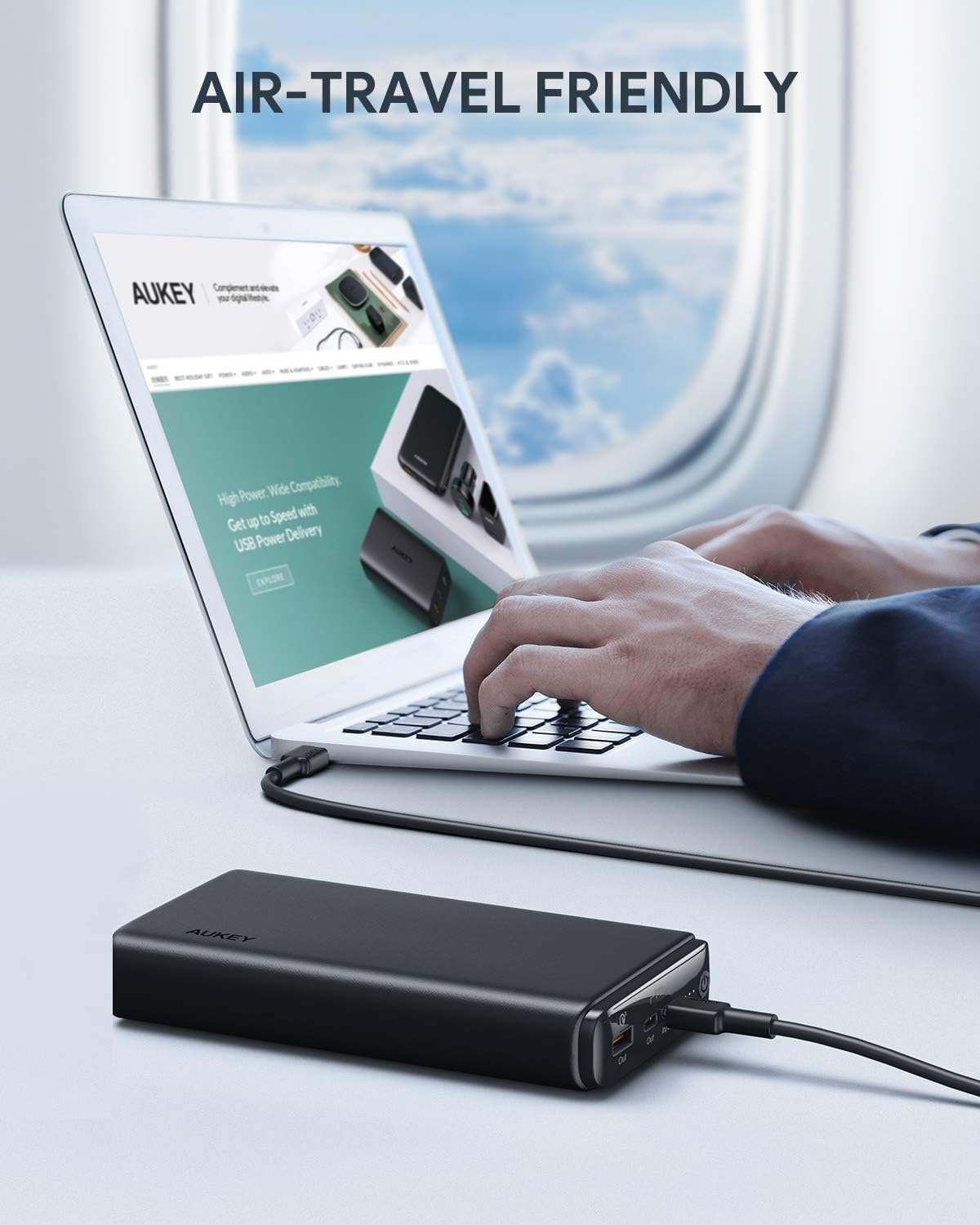 AUKEY USB C Power Bank 26800mAh, 60W PD Portable Charger with Quick Charge 3.0, Battery Pack Compatible with MacBook Pro/Air, iPhone 11 Pro/XS, USB C Laptop, Nintendo Switch, Tablet, Samsung and More: Home Audio & Theater