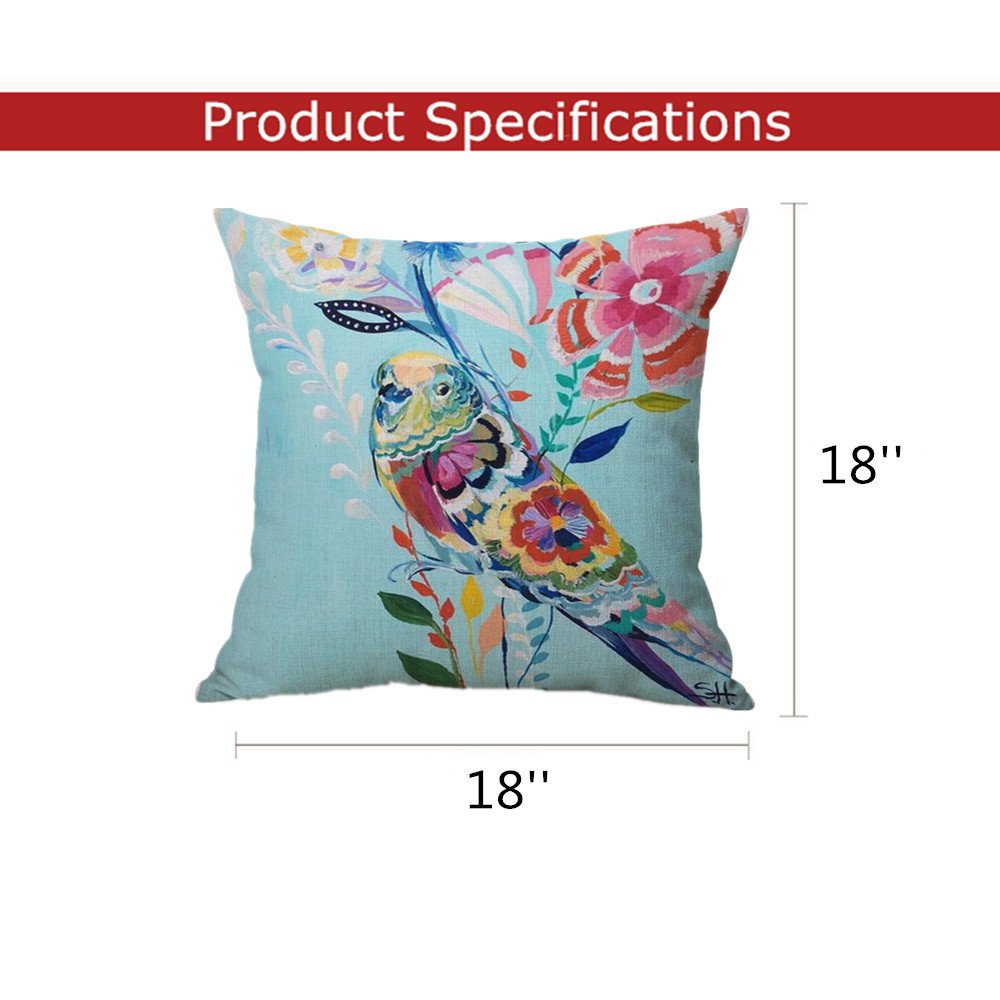 最安値 Fashionmall水彩画動物花コットンリネンスロー枕カバー 18 X 18 装飾枕カバー 18 X 18 B01n5oaovb 18 X 18 鳥 Www Vitalfood Es