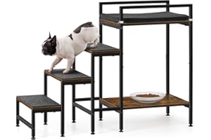 CADUKE Pet Window Perch with Stairs, Dog Bunk Beds with Stairs, 4 Steps Dog Stairs for High Beds for Small Dogs and Cats