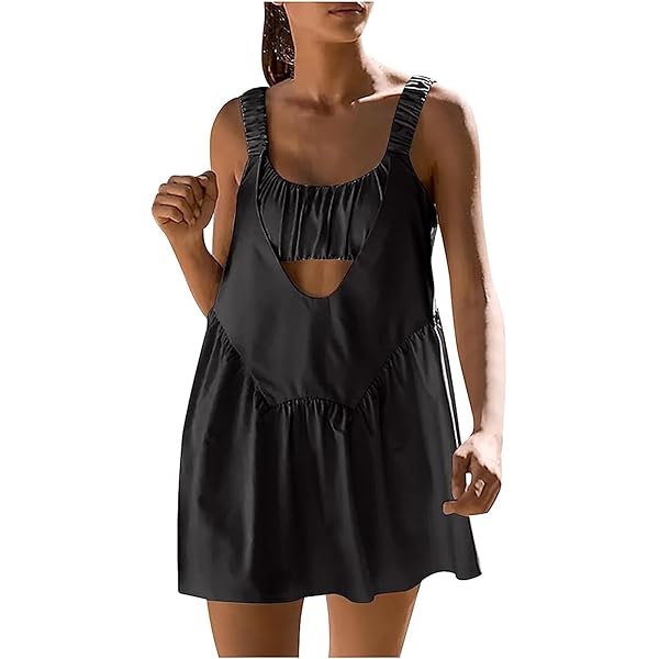 IUGA Womens Tennis Dress Built In Shorts & Bra Adjustable Straps