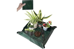 dukclyn 40" X 40" Extra Large Repotting Mat for Indoor Plant Transplanting, Green Plant Waterproof Potting Mat Dirt Control Portable Potting Tray Gardening Gifts for Plant Lovers for Women & Men