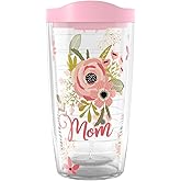 Tervis Floral Cluster Mother's Day Made in USA Double Walled Insulated Tumbler Travel Cup Keeps Drinks Cold & Hot, 16oz, Mom