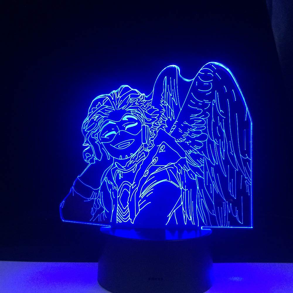 JUNLIS 3D My Hero Academia Hawks Anime Led Lamp Night Lights Boku No Hero Academia Lamp Ara for Christmas Table Lamp, for Bedroom Lamp 16 Colors Anime Home Decor Light Kids Night Light Gift