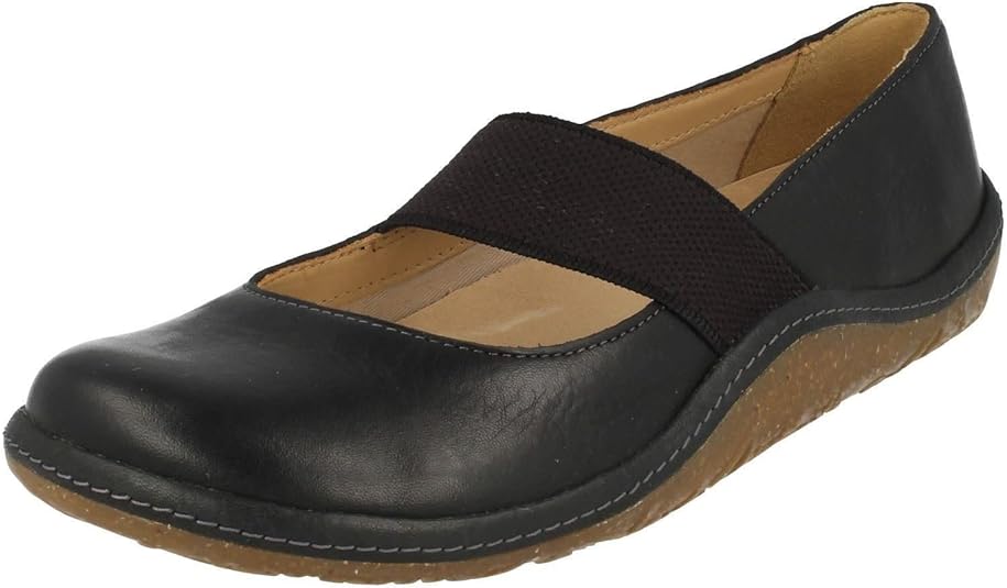 Clarks Ladies Slip On Flat Shoes Edge Hollywood Black Leather UK