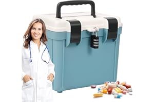 Storage Box with Padlock, Portable Safe Box with Padlock, Large Capacity Organizer with Password Protection for Medicine Docu
