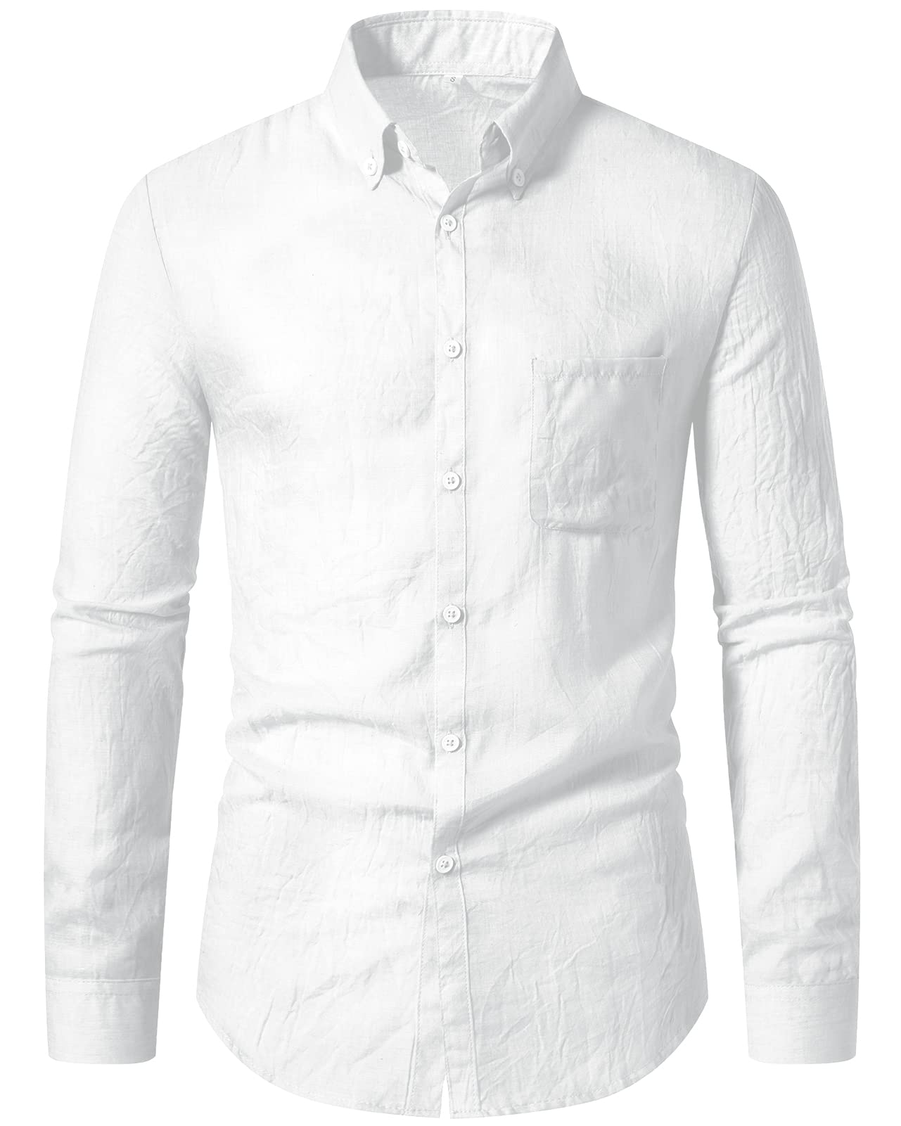 Hakjay Linen Shirts for Men Ultrathin Casual Button Down Shirts Long Sleeve Beach Shirt Hawaiian T Shirts for Men