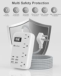 6 USB(2 USB C) Surge Protector Power Strip- 5Ft