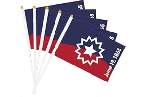 WOBENY 20 Pack Small Juneteenth Flag Stick 5'' x 8'' - Handheld June 19th 1865 Independence Day Flags 21 x 14 cm, Mini Juneteenth Flags Sticks for African Afro American Festival Celebration Supplies, Outdoor