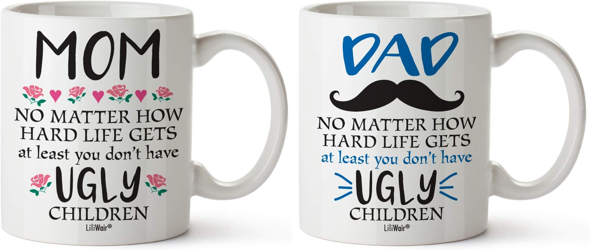Christmas Dad and Mom Family Gift Bundle of 2 Gifts For Dad Mom From Daughter Son Birthday Gift Mug Funny Coffee Mugs For Father & Mother Daddy Presents Cup
