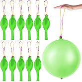12 Pcs Green Punch Balloons | with Rubber Band Handle for Easy Grip - Ideal for Kids&rsquo; Birthday Party Favors, Classroom &amp; Outdoor Play(Green)