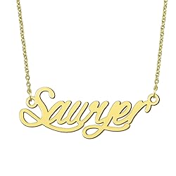 BYBWBL Sawyer Name Pendant Necklace 18k Gold Plated