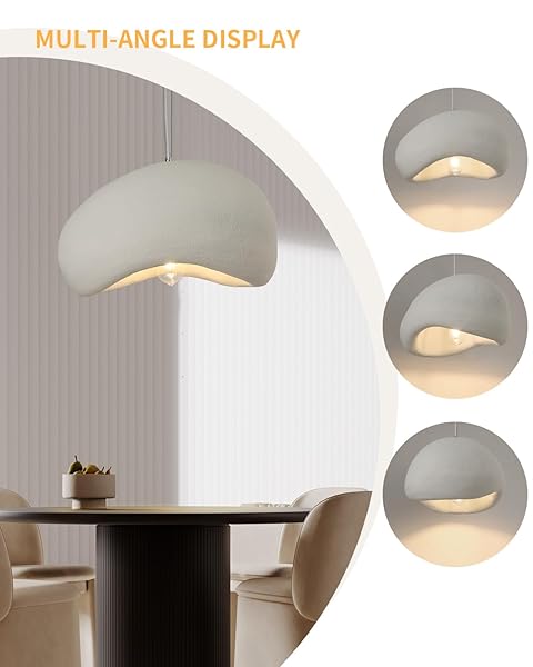 WILON DINING ROOM LIGHT FIXTURE, 19.7” WABI SABI PENDANT LIGHT, BIRD NEST SHAPE LIGHTING FIXTURE WITH E26 BASE, KITCHEN PENDANT LIGHTING OVER ISLAND, JAPANESE CEILING FIXTURE FOR DINING ROOM, BEDROOM