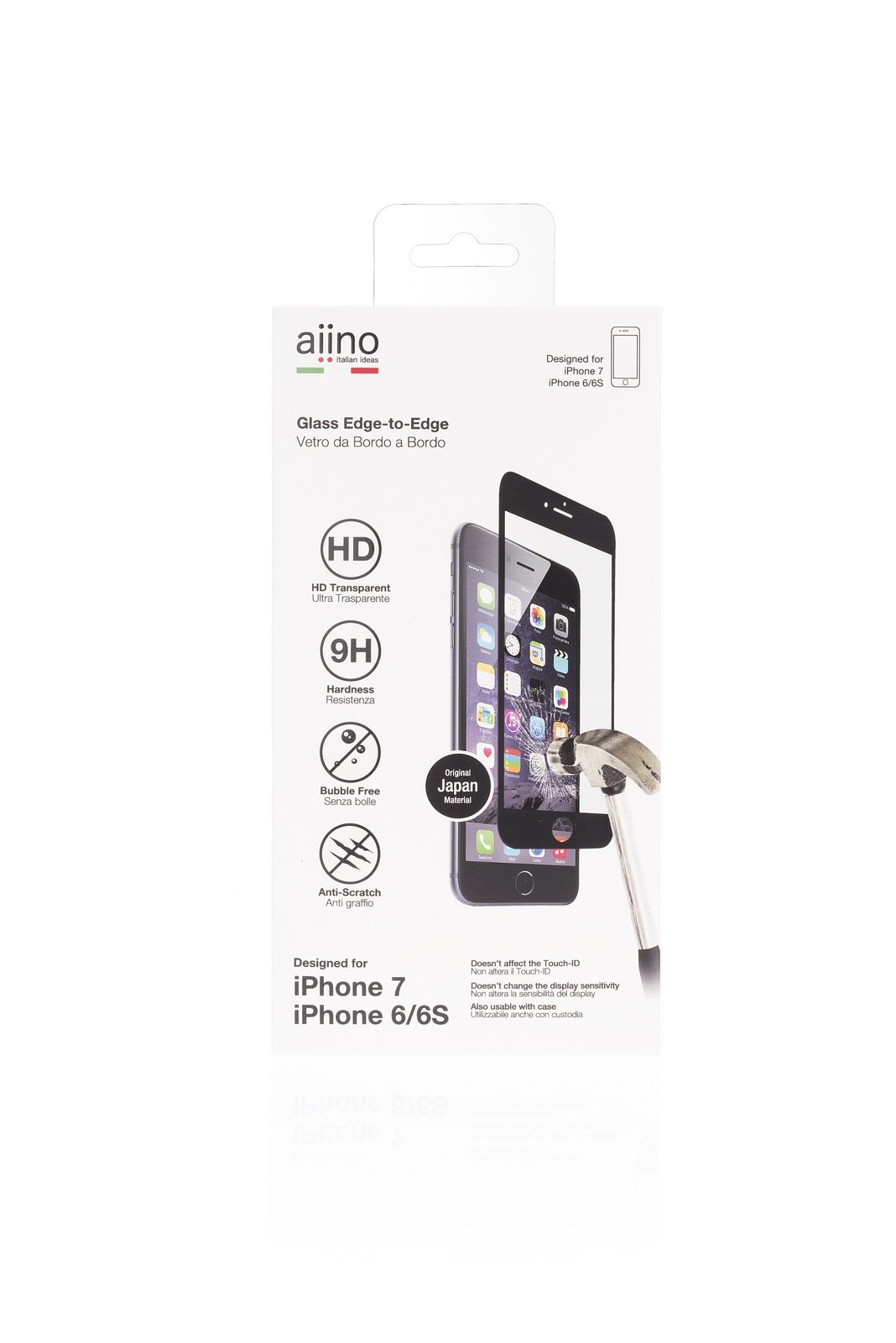 aiino - RockGlass Full Screen Protective Film For iPhone 6/6S/7/8/SE (2020) Tempered Glass, Black