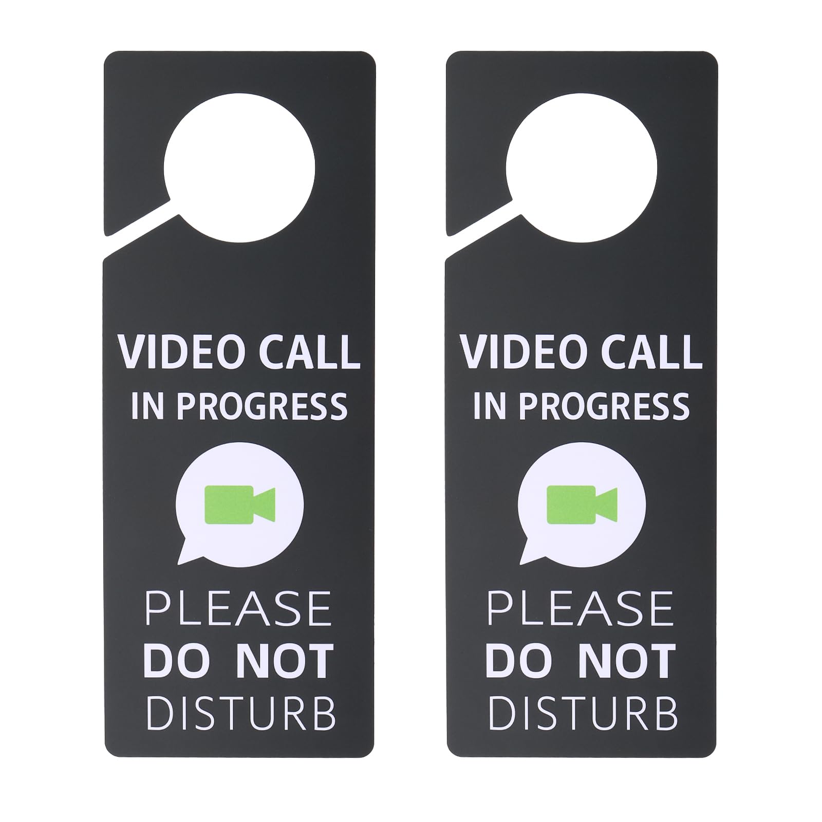PATIKIL Do Not Disturb Door Hanger Sign, 2 Pcs PVC Double Sided Video Call in Progress Door Sign Decor for Office, Meeting, Session, Home, Recording, Grey, 9.3" x 3.5"