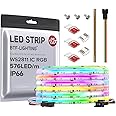 BTF-LIGHTING FCOB IP66 WS2811 IC RGB COB LED Strip 16.4FT DC24V 576LED/m Flexible High Density Color Chasing Uniform Light 16IC/m 10mm Width for Indoor Lighting Project(No Adapter or Controller)