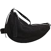 Faux Suede Sling Bag - Women's Crossbody Purse with Adjustable Long Strap, Lightweight Travel Shoulder Bag, Soft