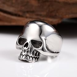 Stainless Steel Men's Cool Skull Head Solid Ring