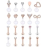 SCERRING 16g Lip Rings Stainless Steel Labret Monroe Lip Rings Nail Tragus Helix Earrings Studs Ring Medusa Piercing Jewelry 8mm 20PCS