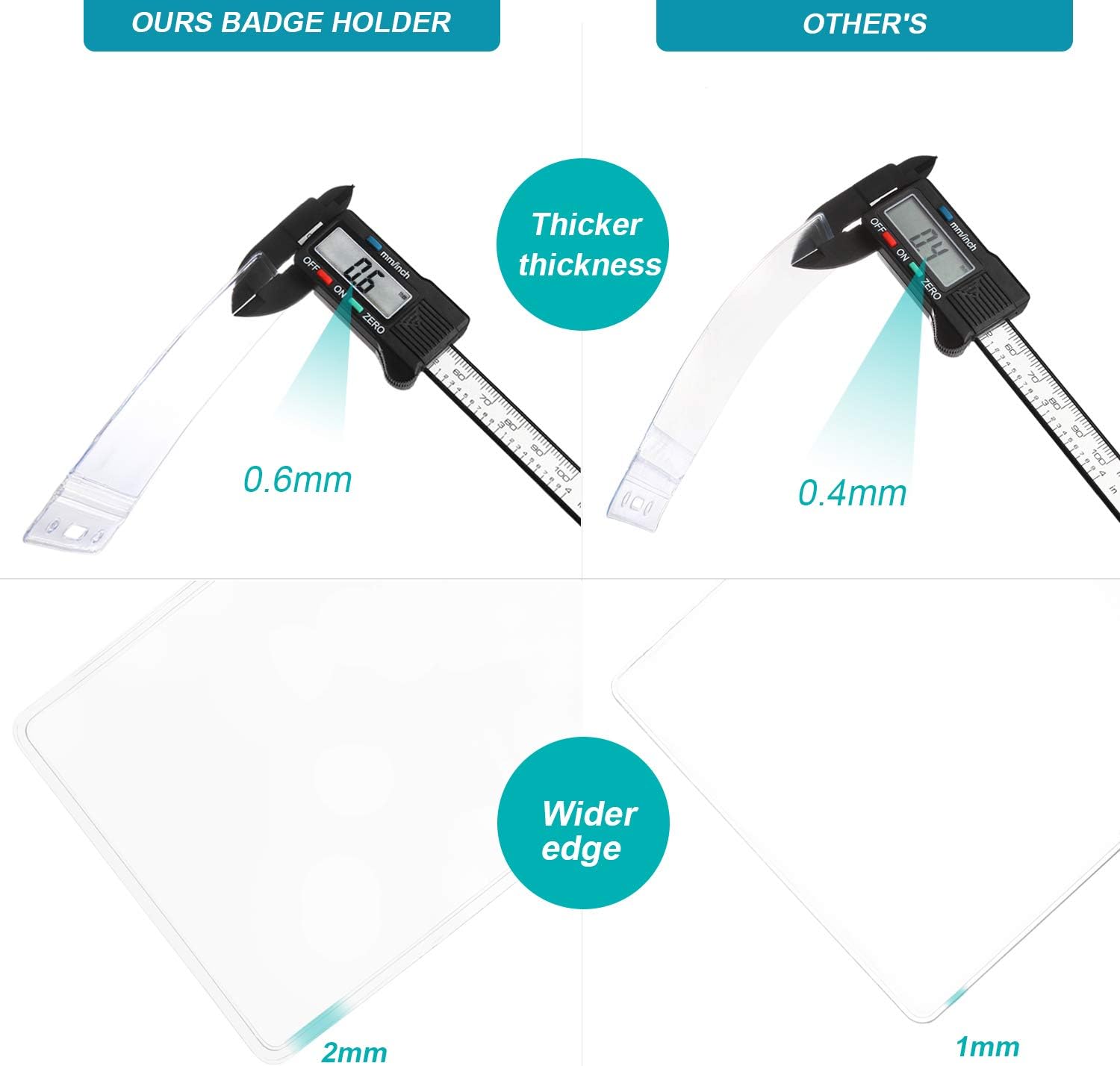 12 Pcs Extra Thick ID Card Badge Holder, Vertical Clear PVC Card Holder with Waterproof Resealable Zip Type : Office Products