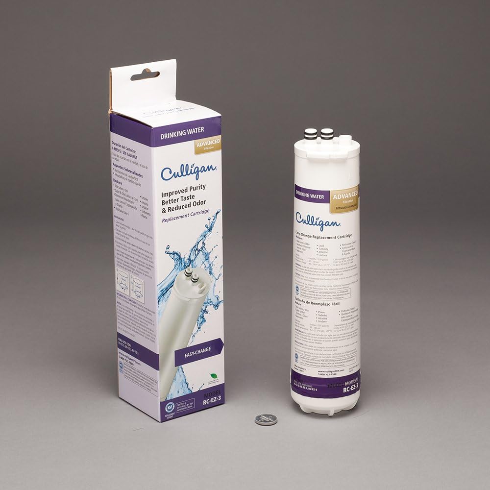 Culligan RC 4 EZ-Change Premium Water Filtration Replacement Cartridge, 500 Gallon, White - Undersink Water Filtration Systems - 