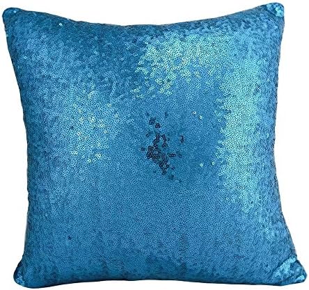 linyangpt Pack Of 1 Throw Pillows Covers bolster cushion case Metallic Sky Blue Sequins Paillette