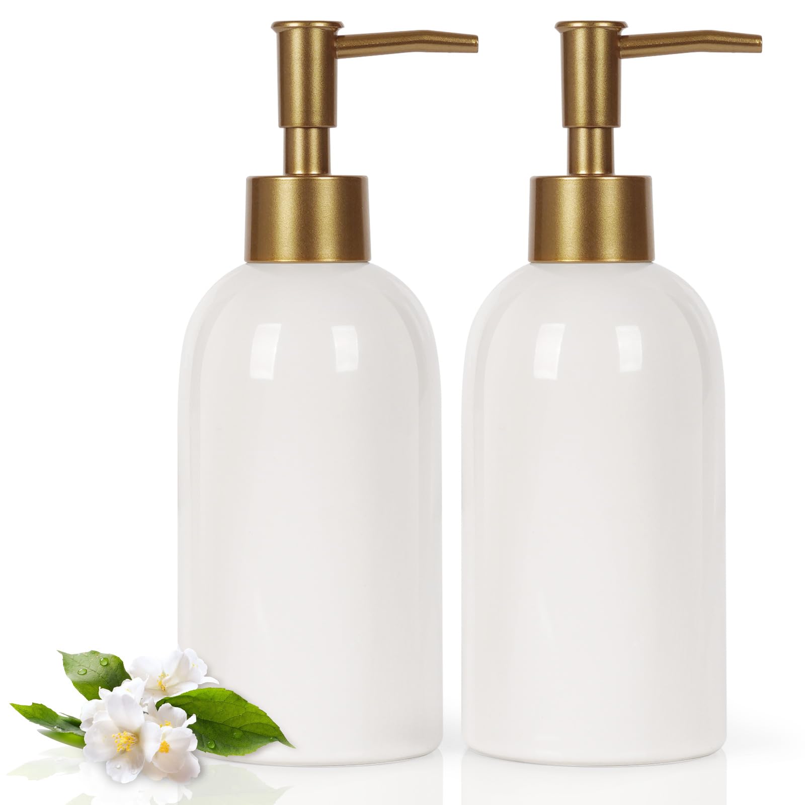 Photo 1 of SEE NOTES PICTURE…..Natheeph 14OZ Ceramic Soap Dispenser Ceramic Soap Pump Dispenser Can Fill Liquid for Bathroom/Kitchen (2PC White)