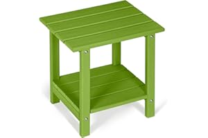 LOENIY 2 -Tier Outdoor Side Table HDPE Adirondack Table Patio Side Table Weather Resistant End Table Small Outdoor Table (Lime, Rectangle)