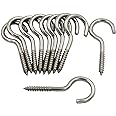 10 Pack Stainless Steel Screw-in Hooks - Heavy Duty Ceiling Hooks For Plants & Decor