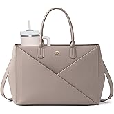 LOVEVOOK Laptop Tote Bag for Women with Large Cup Holder, 15.6 Inch PU Leather Work Bag Teacher Tote Bag, Waterproof Computer Bags Business Office Briefcase Handbag