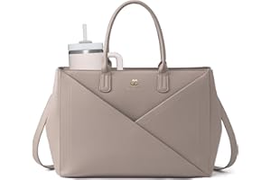 LOVEVOOK Laptop Tote Bag for Women with Large Cup Holder, 15.6 Inch PU Leather Work Bag Teacher Tote Bag, Waterproof Computer Bags Business Office Briefcase Handbag