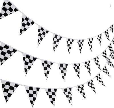 Nuoshen 10 Meters Racing Flags Black White Checkered Flag Banner