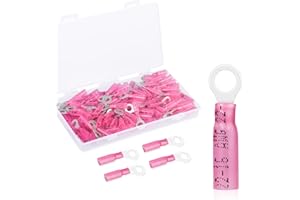 DUOGALIA 100 Pack Heat Shrink Ring Terminals - #10 - Red 22-16 AWG Marine Grade Heat Shrink Wire Connectors - Tinned Red Copper Eyelet Wire Connectors