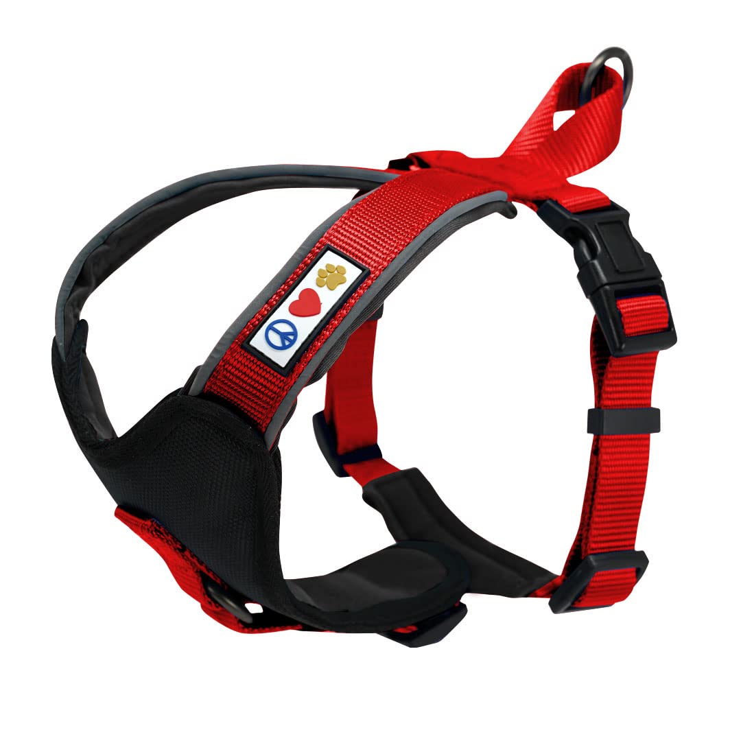 Pawtitas Pet Accessories Adjustable Padded Reflective Dog Harness, Step In Or Vest Harness, Comfort Control Walk, Puppy Trainer, Reduces Pull Tugging, Choking XS Extra Small Red โ image 1