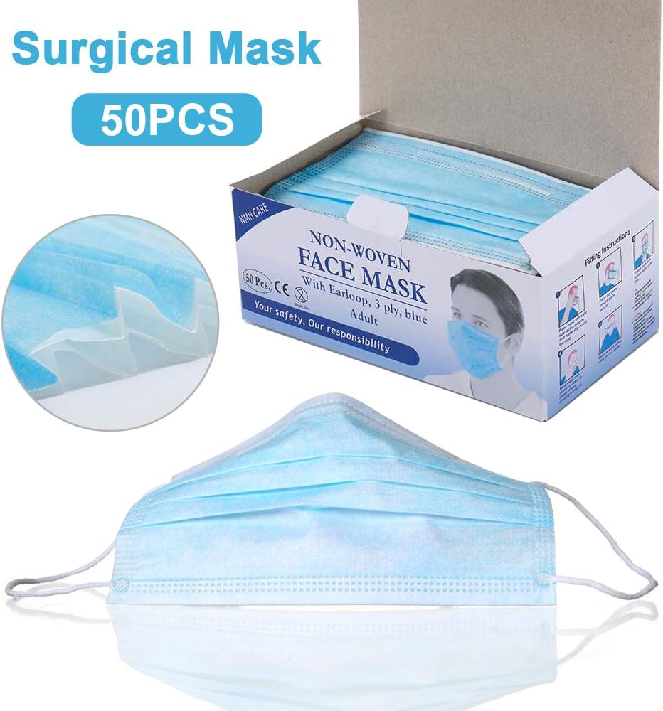 50 Pcs Disposable Surgical Face M asks, Medical Safety 3-Ply M-a-s-k for Earloop(5-8 days Fast Shipping from CA.) - 50counts