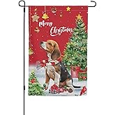 Merry Christmas Beagle Santa Dog Garden Flag 12x18 Inch Double Sided Vertical Decoration Yard Small Flag For Outside Holiday Seasonal Outdoor