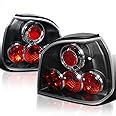 Spec-D Tuning Black Tail Lights Compatible with 1993-1998 Volkswagen VW Golf MK3, Left + Right Pair Assembly