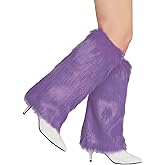 RECECASA Faux Fur Leg Warmers for Women, Fluffy Boot Cuffs Covers for Halloween, Christmas,Furry Costume Cute Cosplay