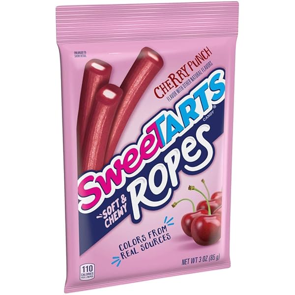 SWEETARTS ROPES, CHERRY PUNCH CANDY, 3 OUNCE POUCH (PACK OF 12)