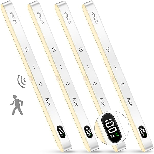WILLED 3000K CLOSET LIGHTS MOTION SENSORED, BATTERY DISPLAY,...