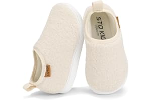 STQ KIDS Toddler Kids Slippers Boys Girls Indoor House Shoes Non-Slip Fuzzy Warm Woolen Bedroom Baby Slip On Slipper Cozy Lightweight Walking Shoes for Home Outdoor Winter Unisex