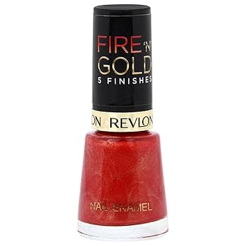 Revlon Womens Fire 'N' Gold 5 Finishes Nail Enamel, Red Metal, 8 ml